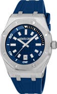 Roberto Cavalli Impero Octagonal Quartz Rubber Strap Watch, 42mm x 53mm
