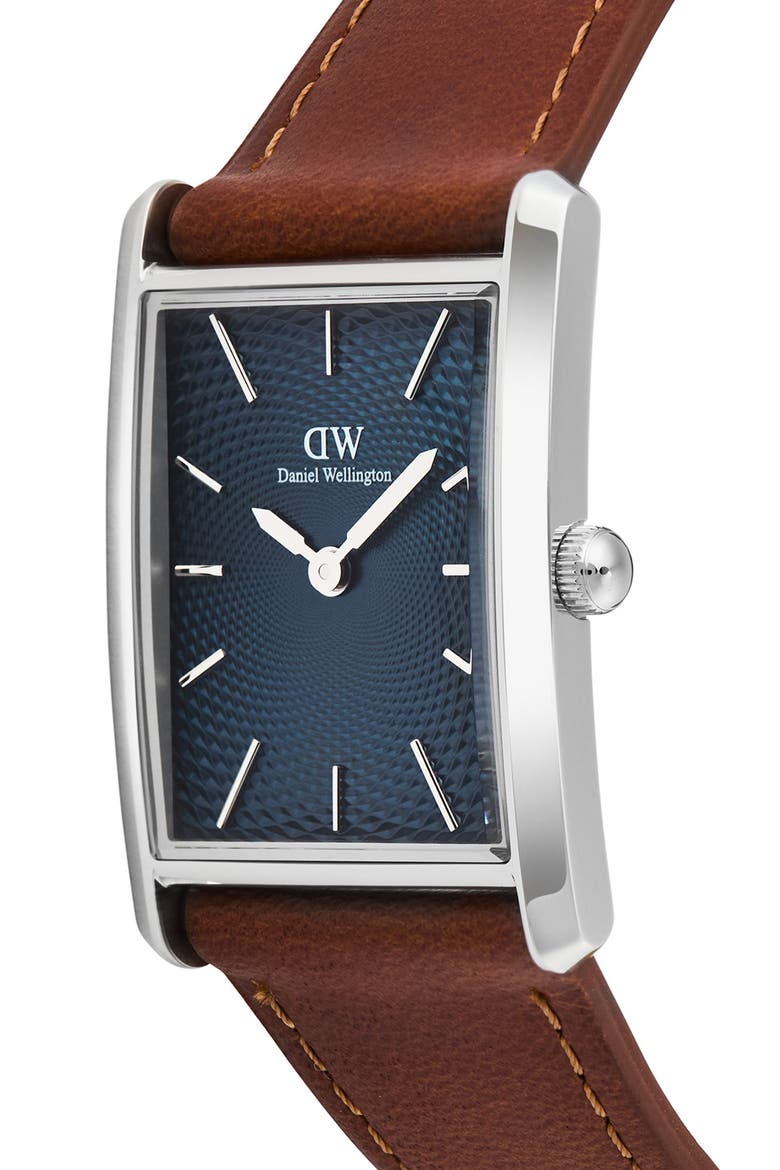 Bound Tank Leather Strap Watch, 24mm x 35mm, Alternate, color, SILVER-TONE