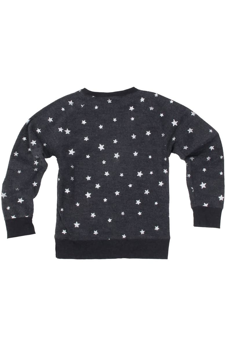 Wes & Willy Girls Youth Wes & Willy Charcoal Las Vegas Raiders Shimmer Star Reverse Fleece Pullover Sweatshirt, Alternate, color, Charcoal