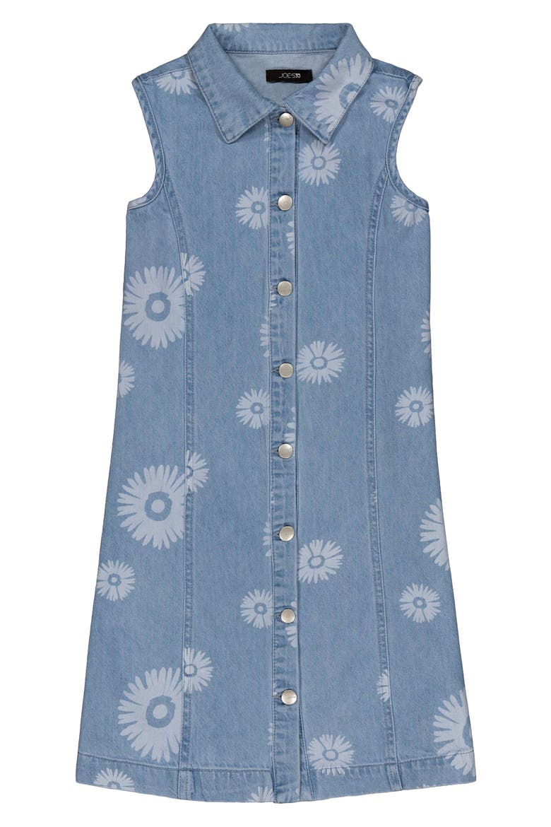 Kids' Hibiscus Print Denim Dress, Main, color, LIGHT WASH