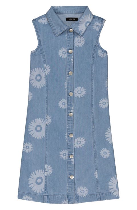 Kids' Hibiscus Print Denim Dress (Big Kid)