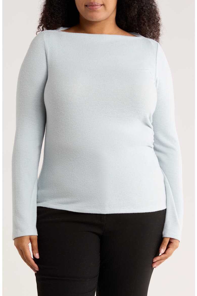 Boat Neck Brushed Knit Top, Main, color, BLUE
