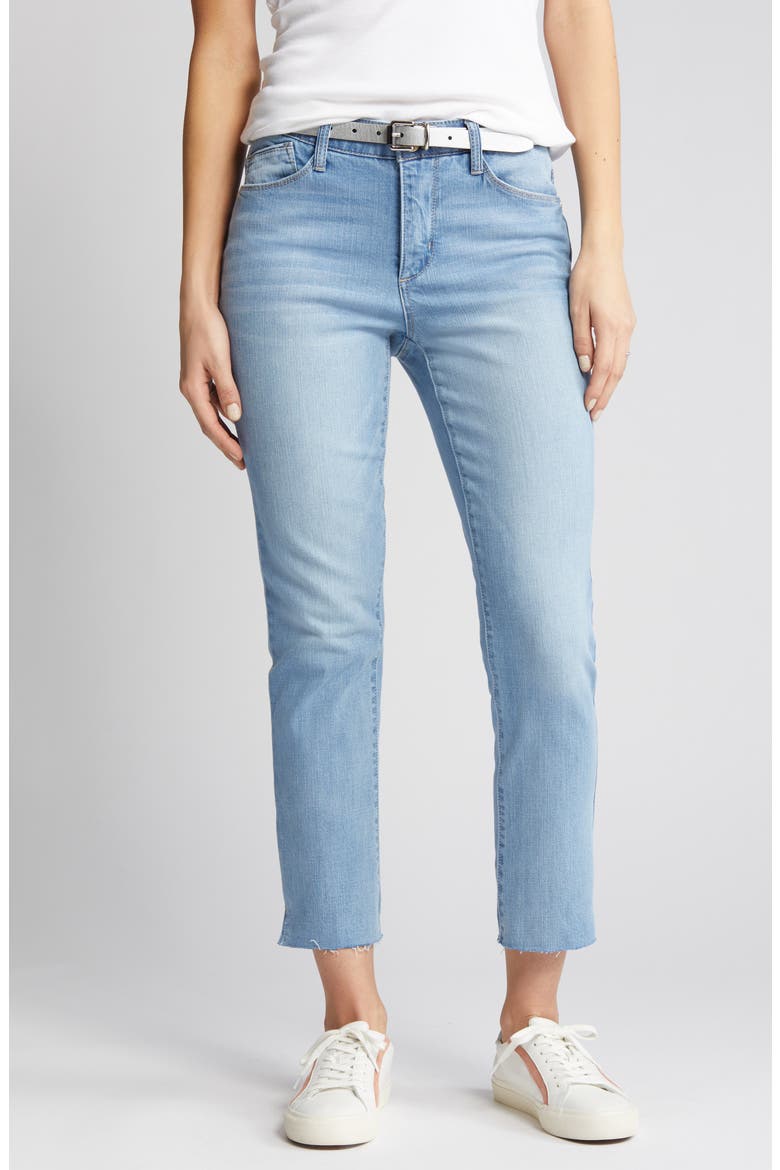 High Waist Raw Hem Skinny Crop Jeans, Alternate, color, LIGHT BLUE