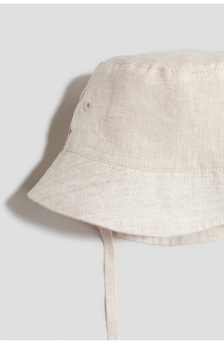 H&M Linen Bucket Hat, Alternate, color, Light Beige