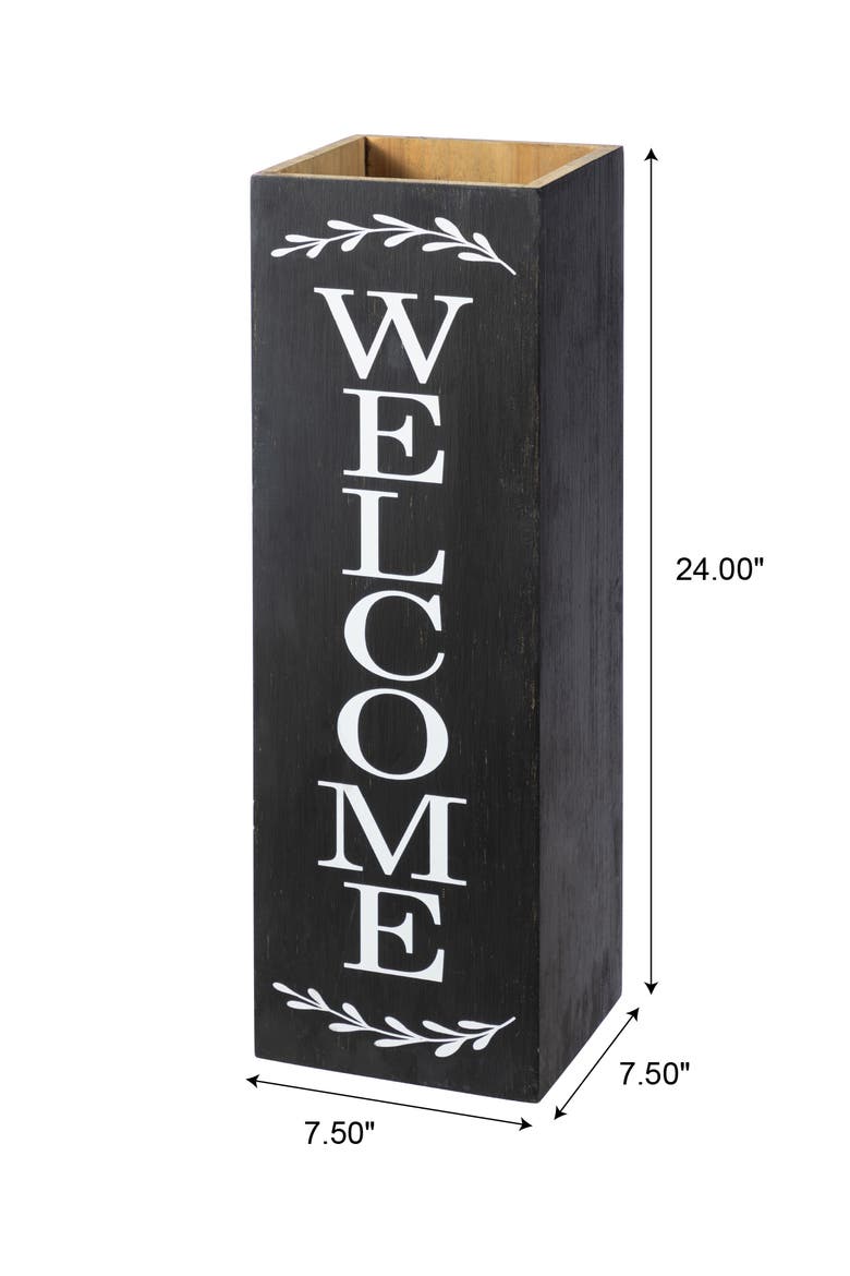 24"H Double Sided Solid Wood Boxed Welcome or Porch Sign, Alternate, color, Black