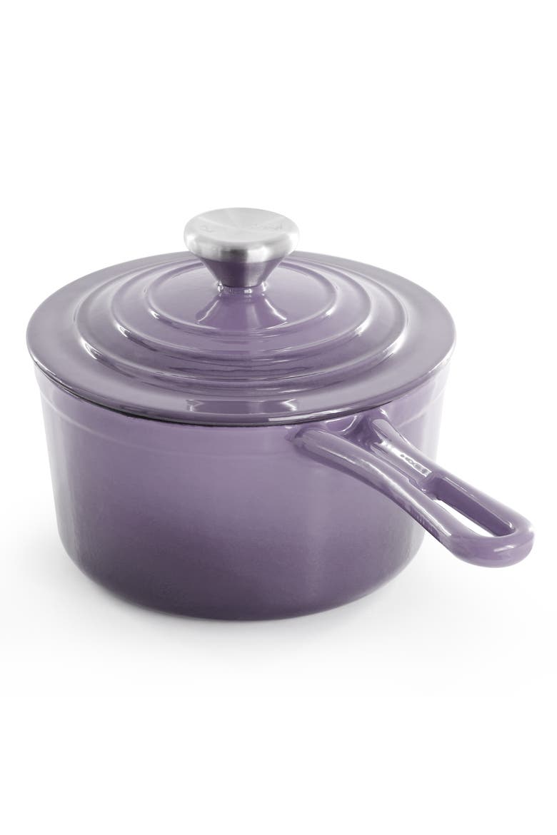 2 Quart Enameled Cast Iron Sauce Pan, Alternate, color, Purple