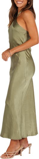 Grasie Stretch Satin Halter Dress