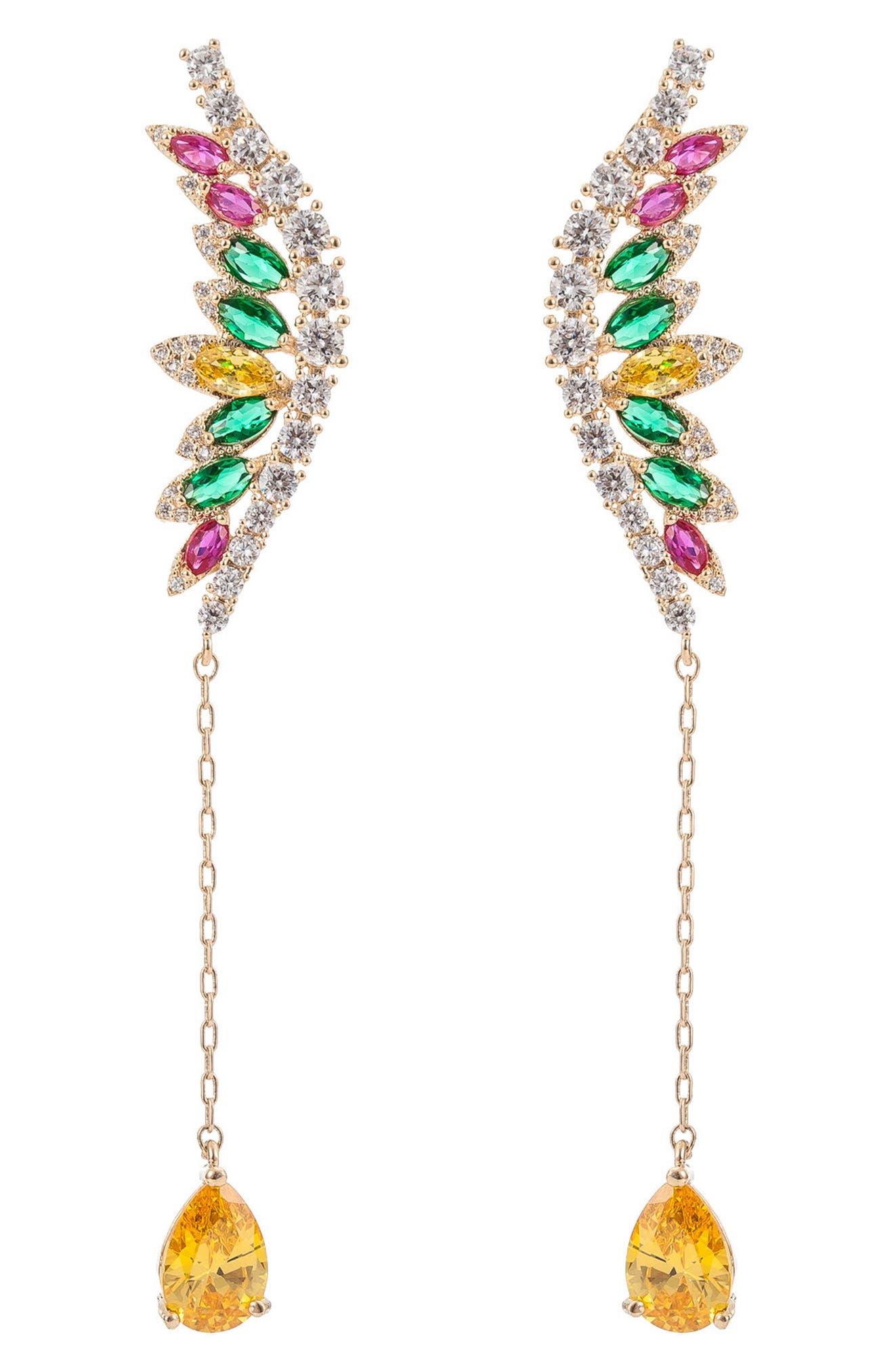 EYE CANDY LOS ANGELES Mixed CZ Linear Drop Earrings