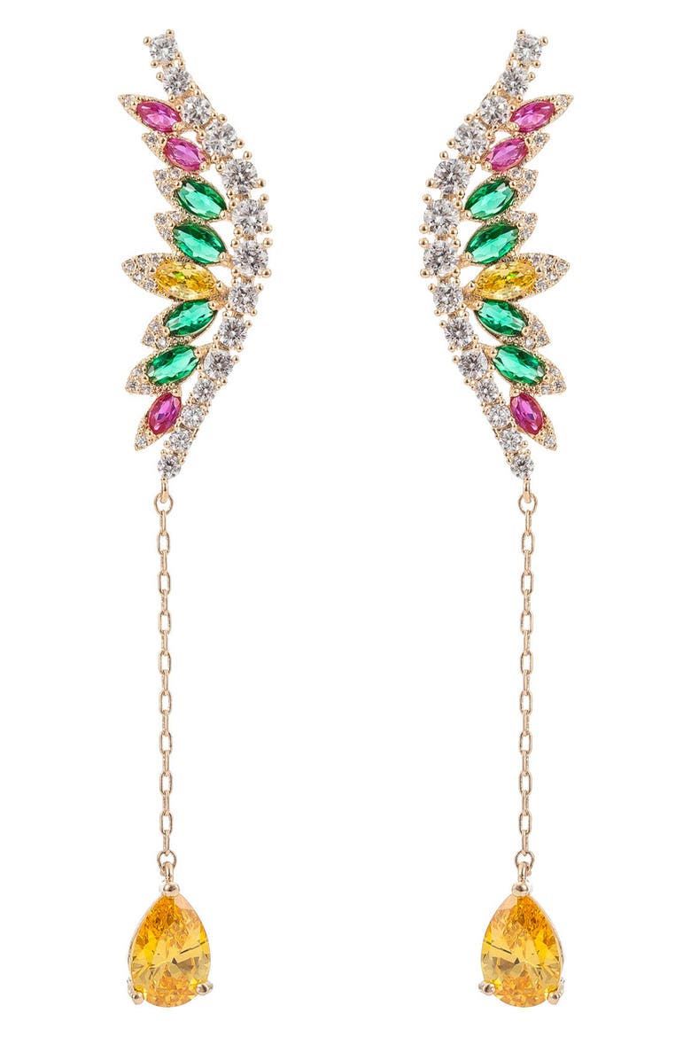 Mixed CZ Linear Drop Earrings, Main, color, MULTI COLOR