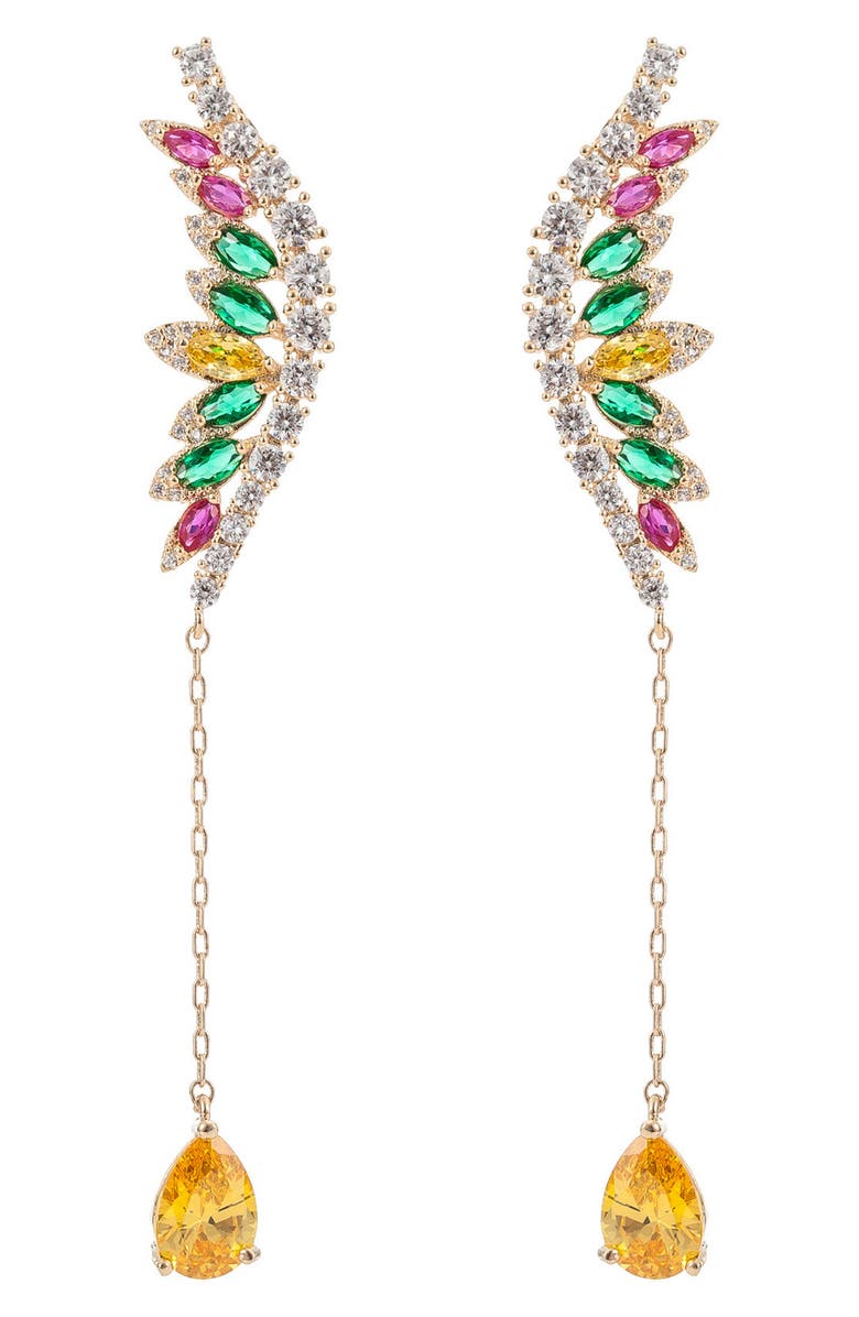 EYE CANDY LOS ANGELES Mixed CZ Linear Drop Earrings, Main, color, Multi Color