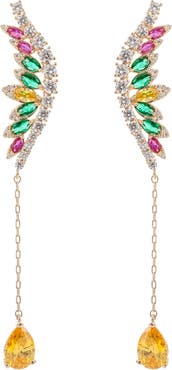 EYE CANDY LOS ANGELES Mixed CZ Linear Drop Earrings