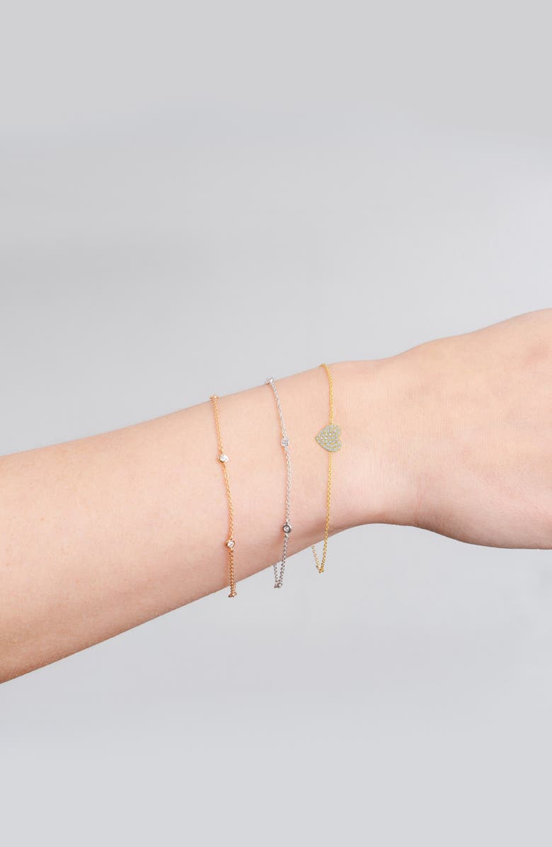 Crislu Pavé Cubic Zirconia Heart Bracelet, Alternate, color, 18Kyg/ Clear Stone