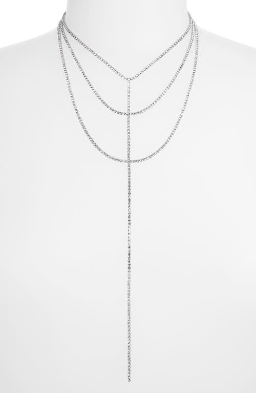 Nordstrom Rhinestone Layered Chain Y-necklace In Clear- Rhodium