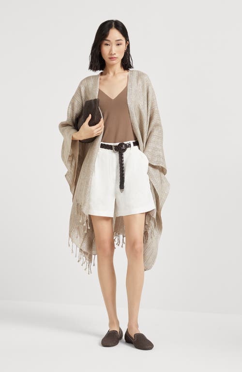 Shop Brunello Cucinelli Baggy Shorts With Monili In White