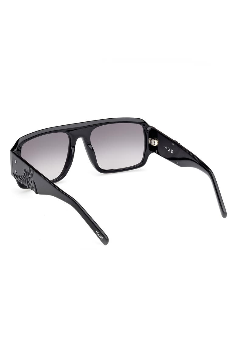 MCM 55mm Polarized Navigator Sunglasses, Alternate, color, Shiny Black / Gradient Smoke
