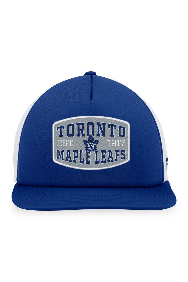 Men's Fanatics Branded Blue/White Toronto Maple Leafs Foam Front Patch Trucker Snapback Hat, Alternate, color, Blue