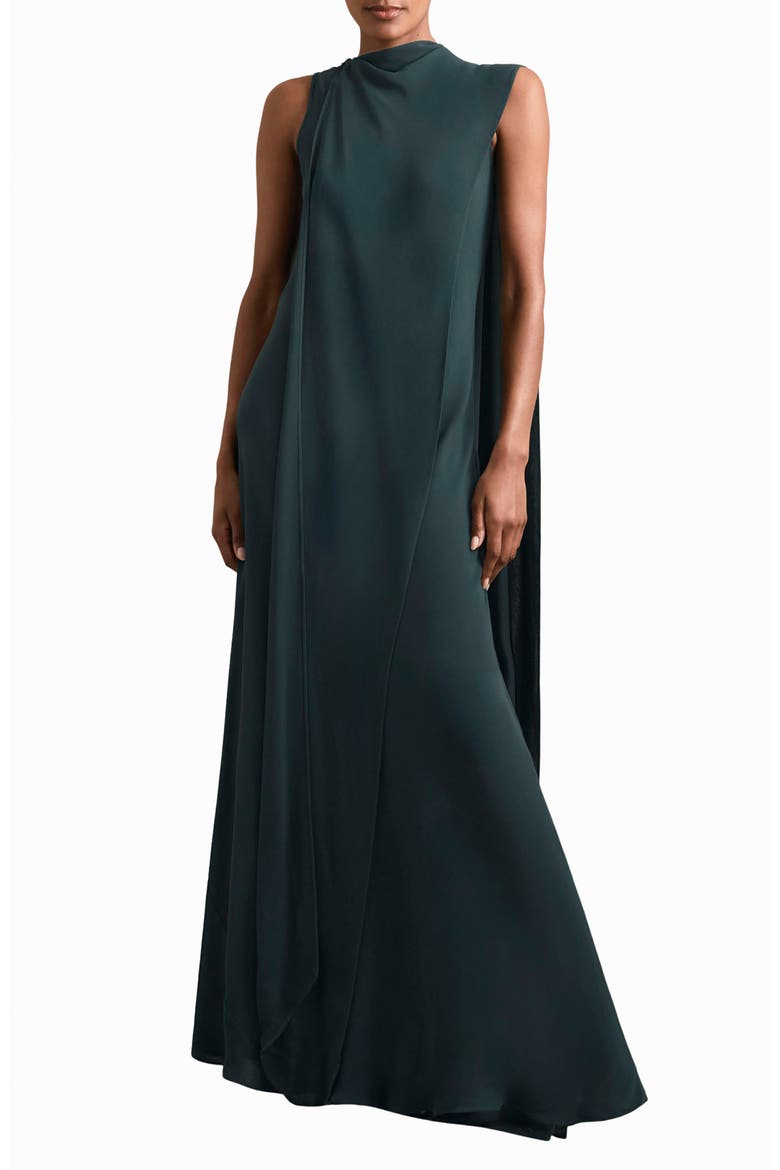 Greta Drape Gown, Main, color, TEAL GREEN