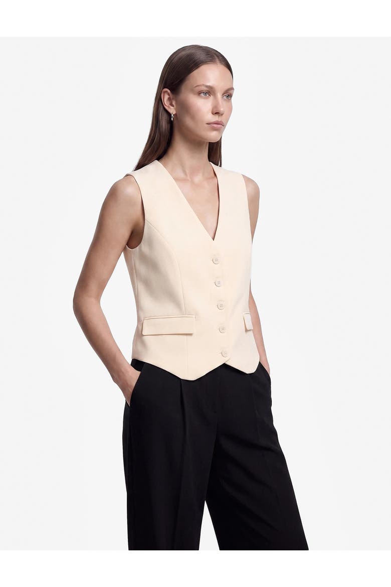 V-Neck Button-Front Vest with Applique Detailed, Alternate, color, OFF WHITE