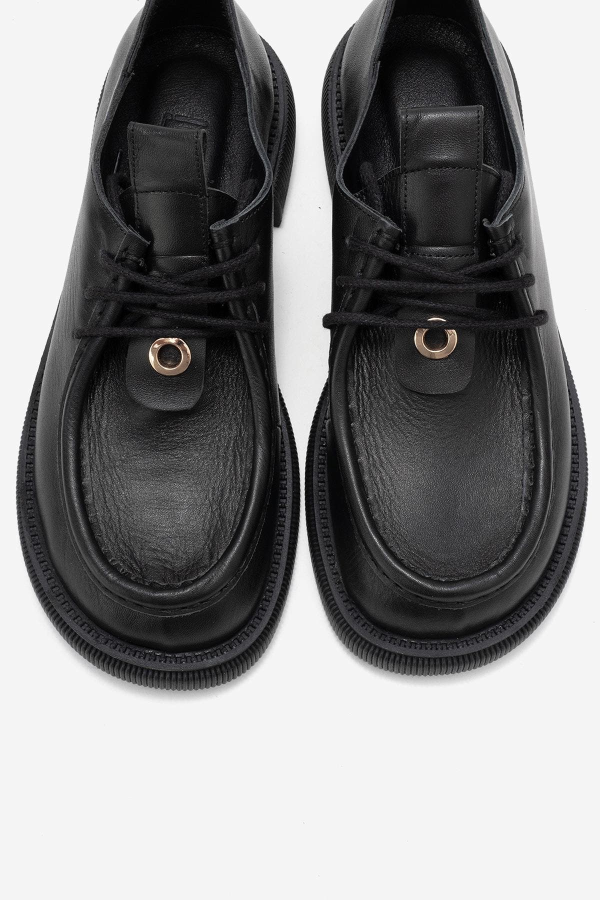 Forever & Always Shoes Band Leather Lace Up Loafer, Alternate, color, Black