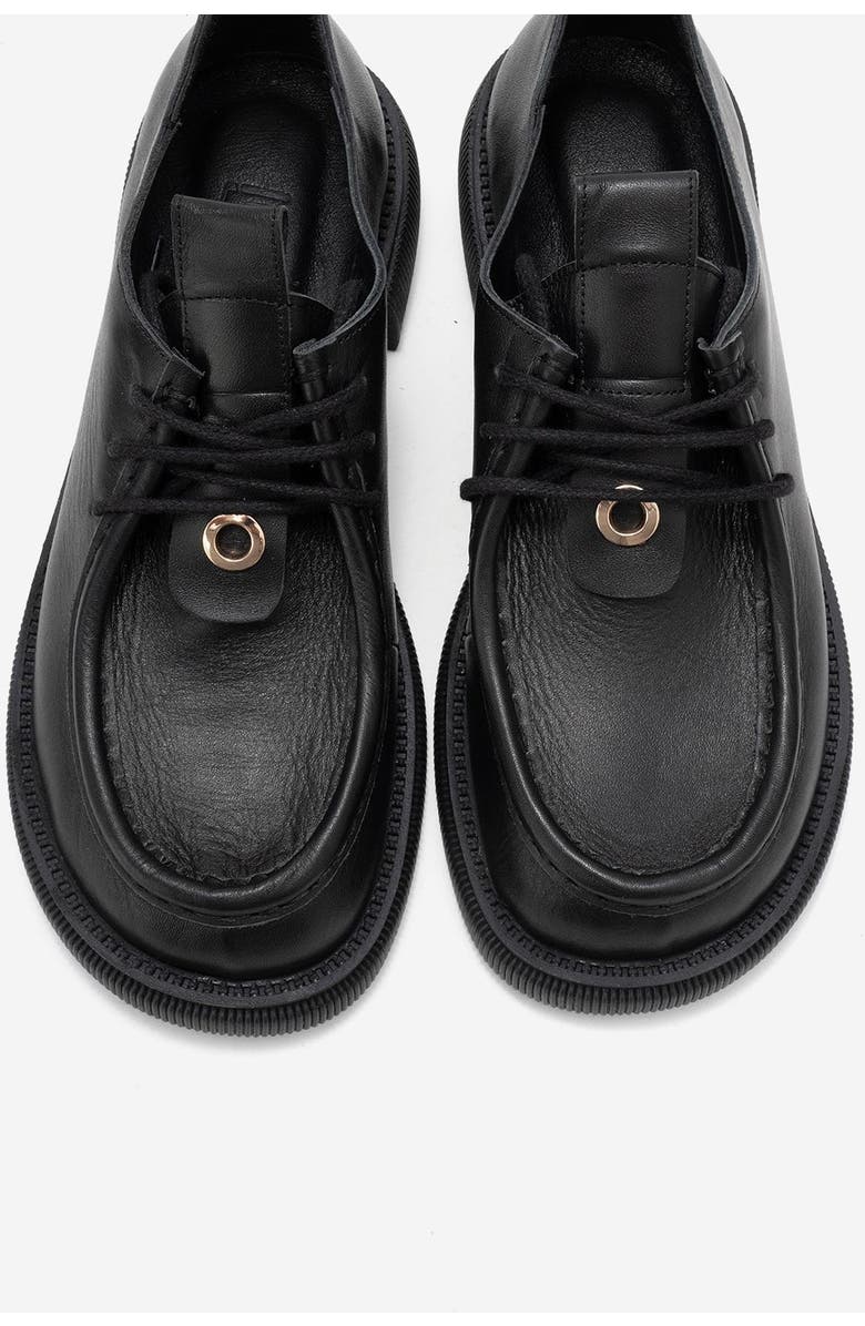 Forever & Always Shoes Band Leather Lace Up Loafer, Alternate, color, Black