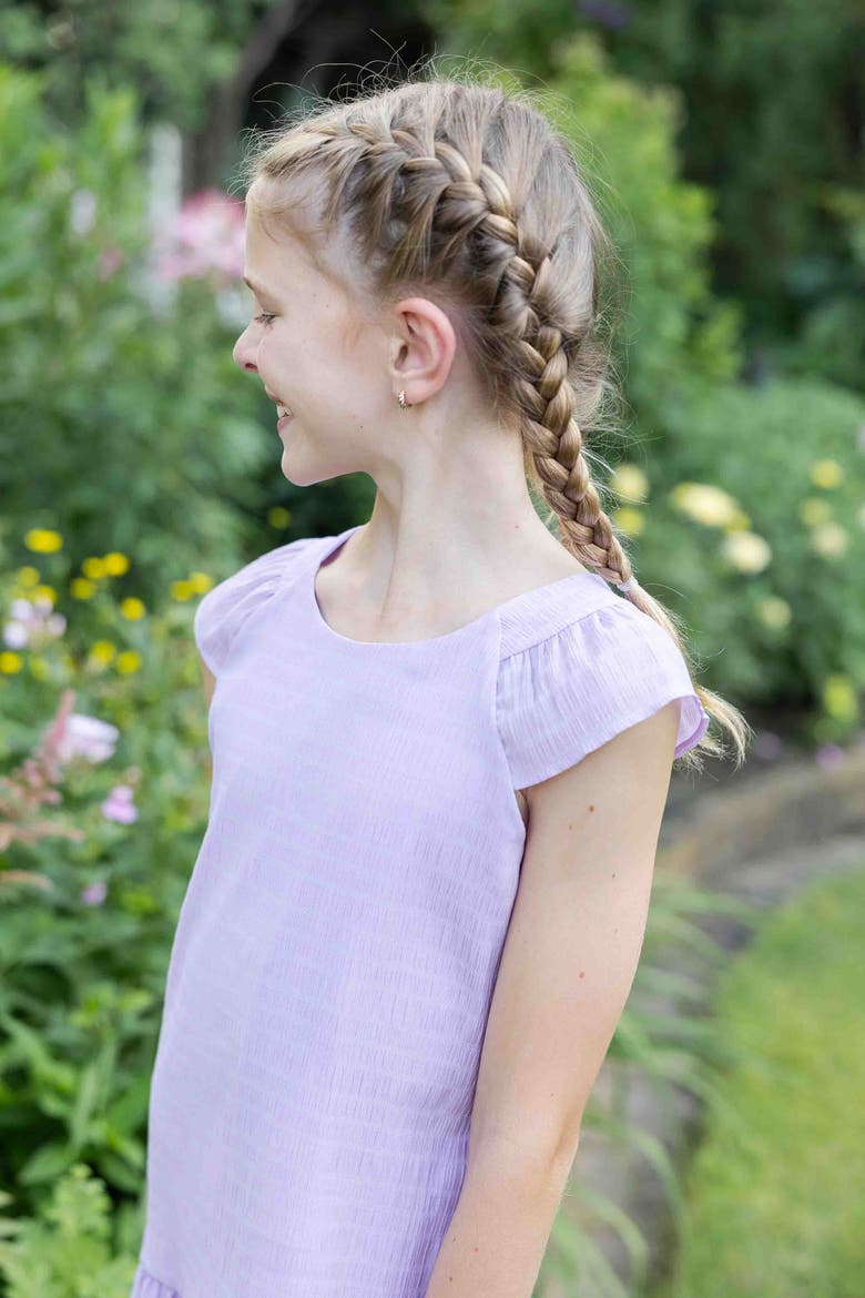 Crinkle Lawn Dress With Shirred Hem Ruffle, Alternate, color, Light Purple