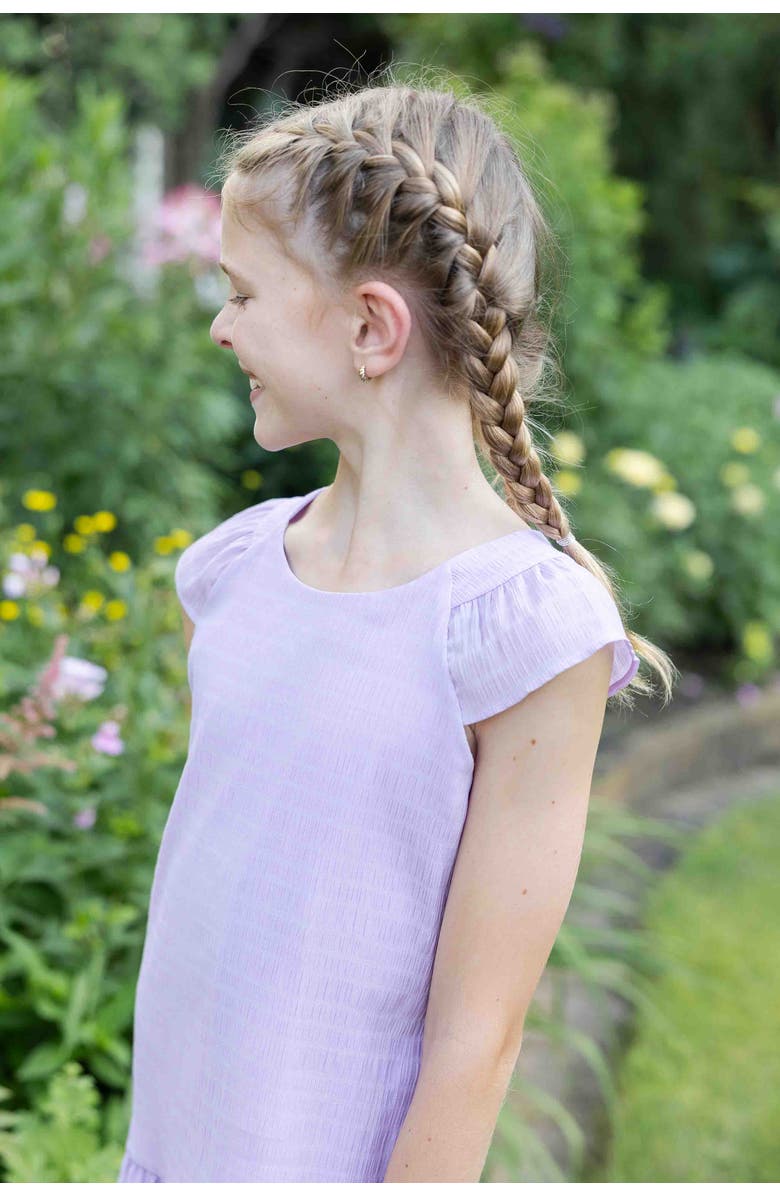 Florence Eiseman Crinkle Lawn Dress With Shirred Hem Ruffle, Alternate, color, Light Purple