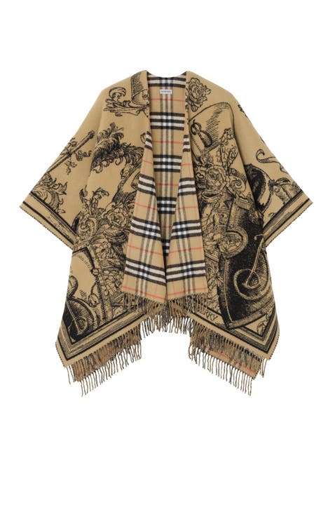 Reversible Etched Knight Wool Cape