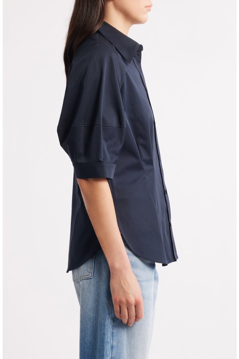 Belaurena Puff Elbow Sleeve Button-Up Shirt, Alternate, color, DK BU