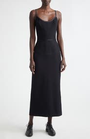 Thom Browne Satin Tipped Whipcord Wool Corset Maxi Dress