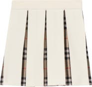 Burberry Pleated Check Wool Blend Skirt