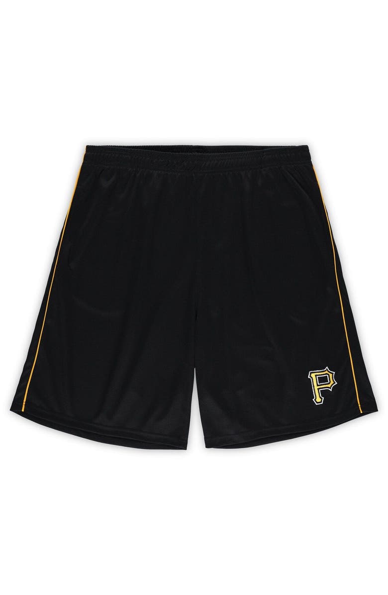 MAJESTIC Men's Fanatics Branded Black Pittsburgh Pirates Big & Tall Mesh Shorts, Main, color, 