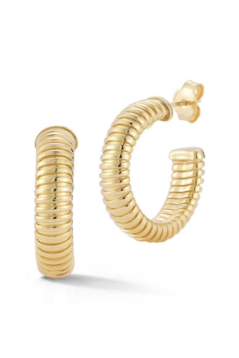 Ribbed Hoop Earrings, Main, color, GOLD