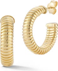 CHLOE AND MADISON Ribbed Hoop Earrings