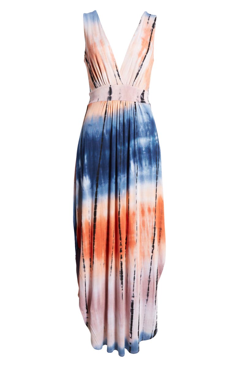 Fraiche by J Tie Dye V-Neck Jersey Dress, Alternate, color, 