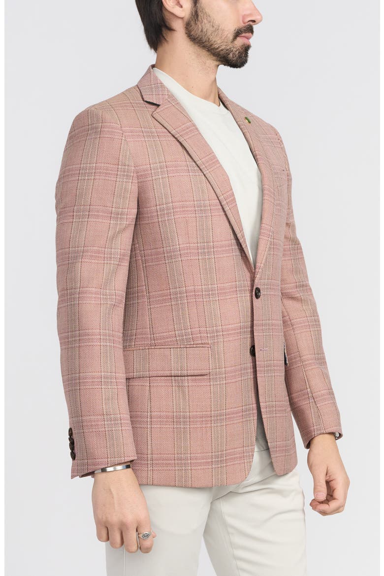 Plaid Wool Blend Sport Coat, Alternate, color, PEACH