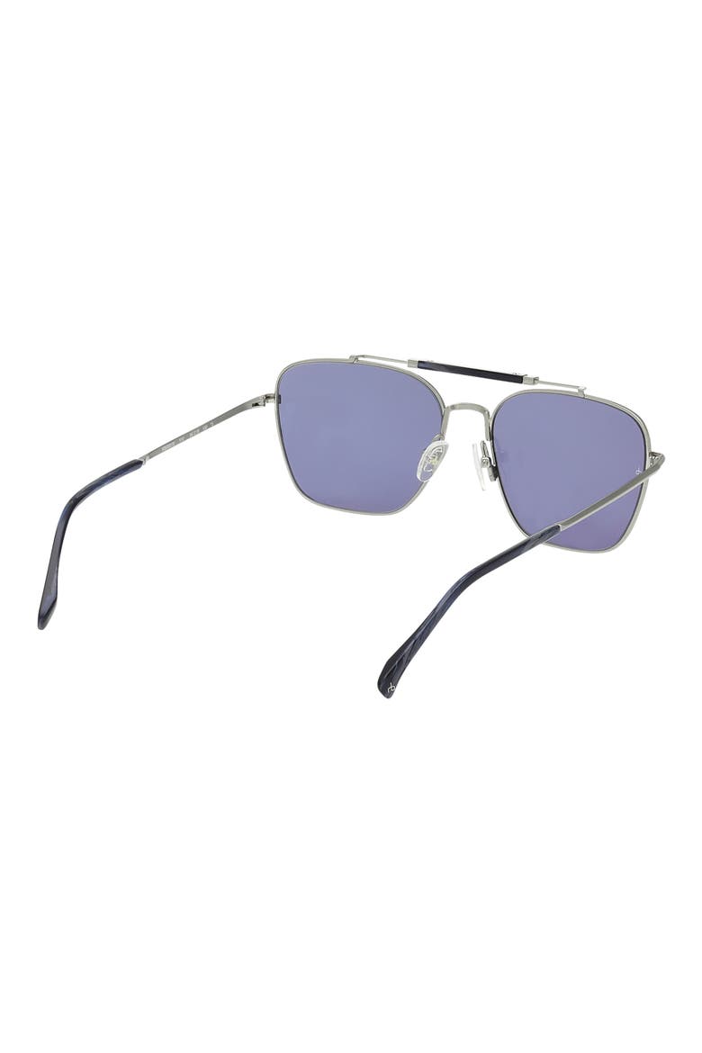 56mm Navigator Sunglasses, Alternate, color, SILVER / NAVY HORN / BLUE