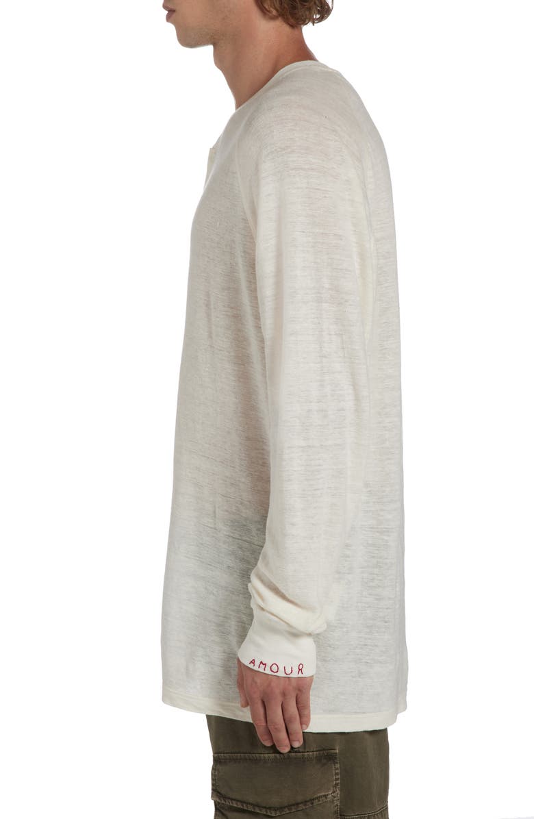 Golden Goose Journey Long Sleeve Linen Knit Henley, Alternate, color, Heritage White