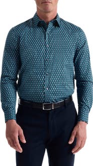 Bugatchi Julian Shaped Fit Geo Print Button-Up Shirt