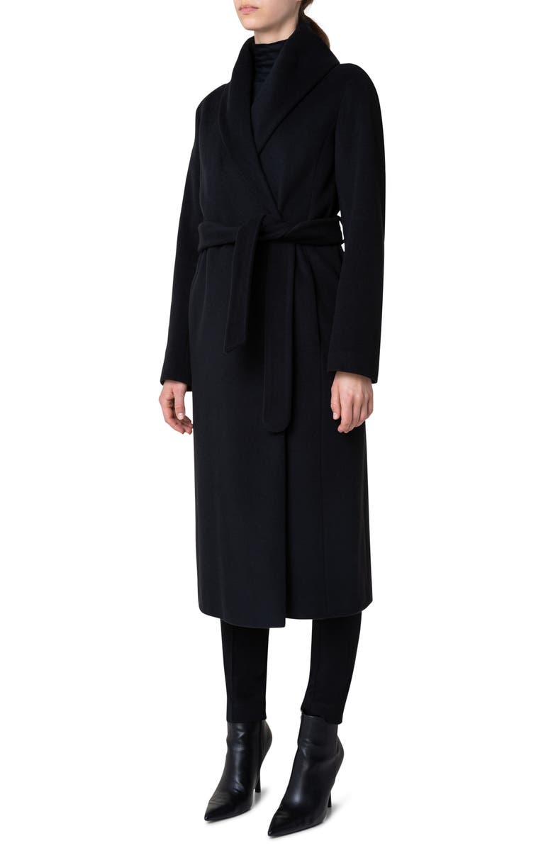 Akris punto Wool Blend Coat, Alternate, color, Black