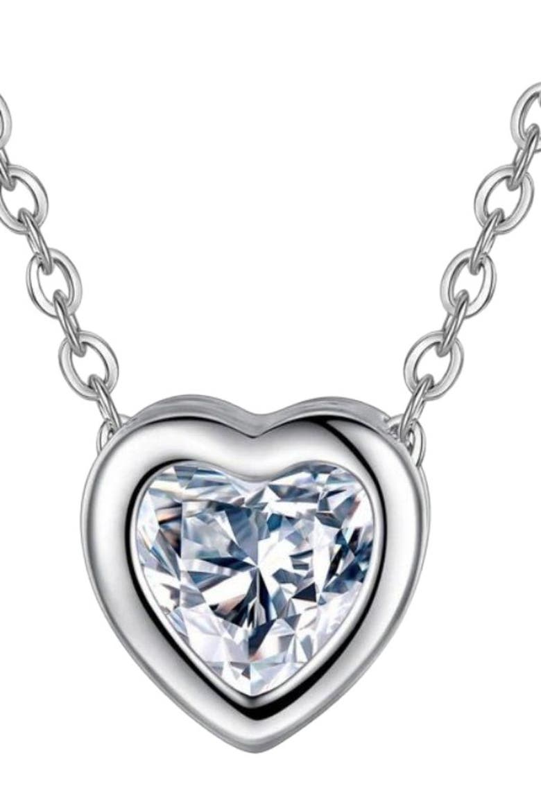 Heart Necklace 18k Gold Cubic Zirconia Crystal, Main, color, Silver