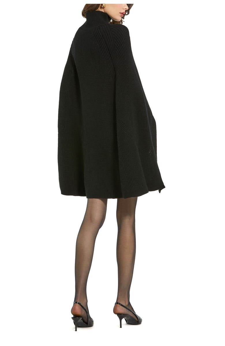 Mac Duggal Turtle Neck Knit Cape Mini Dress, Alternate, color, 