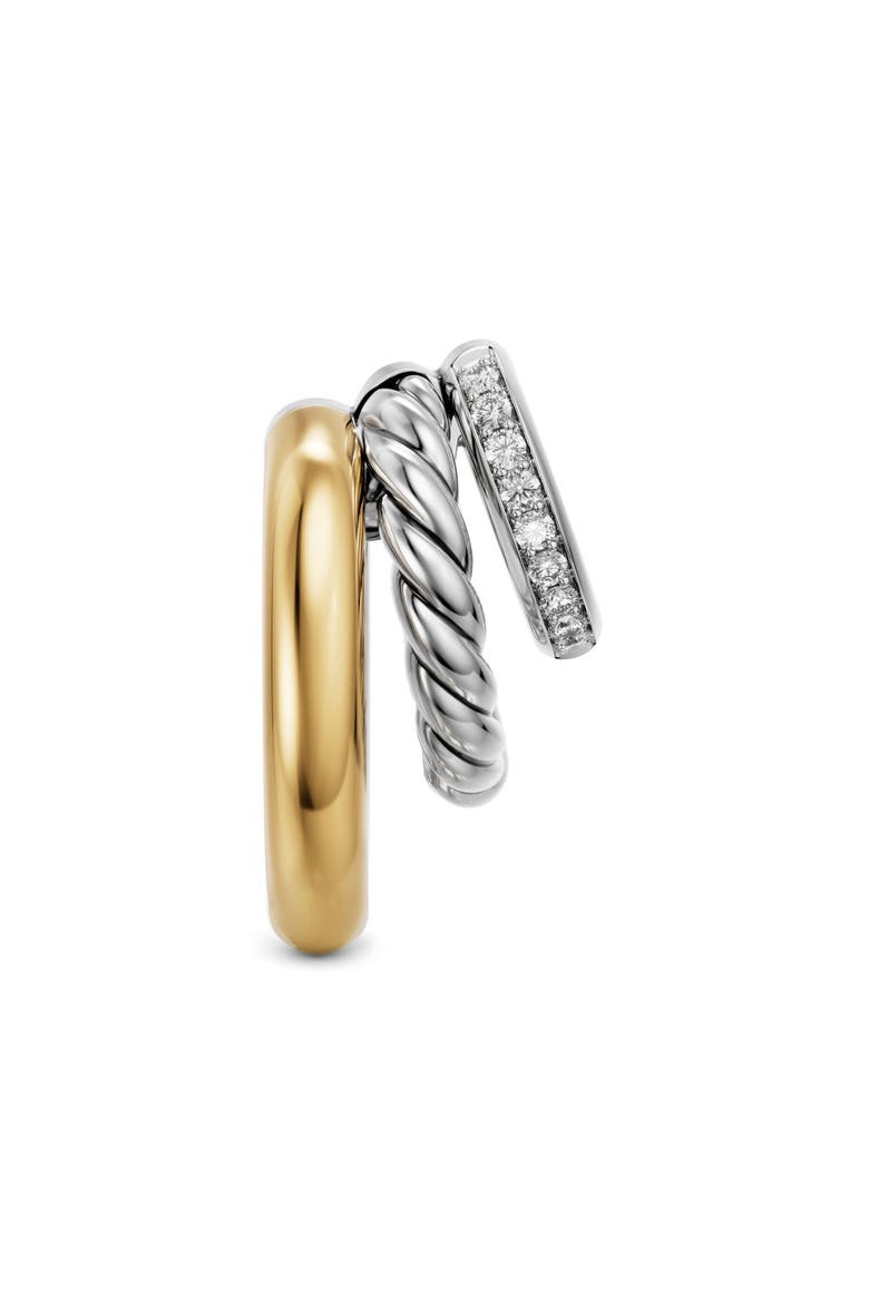 DY Mercer Multi Row 14k Gold and Diamond Earrings, Alternate, color, SILVER PAVE