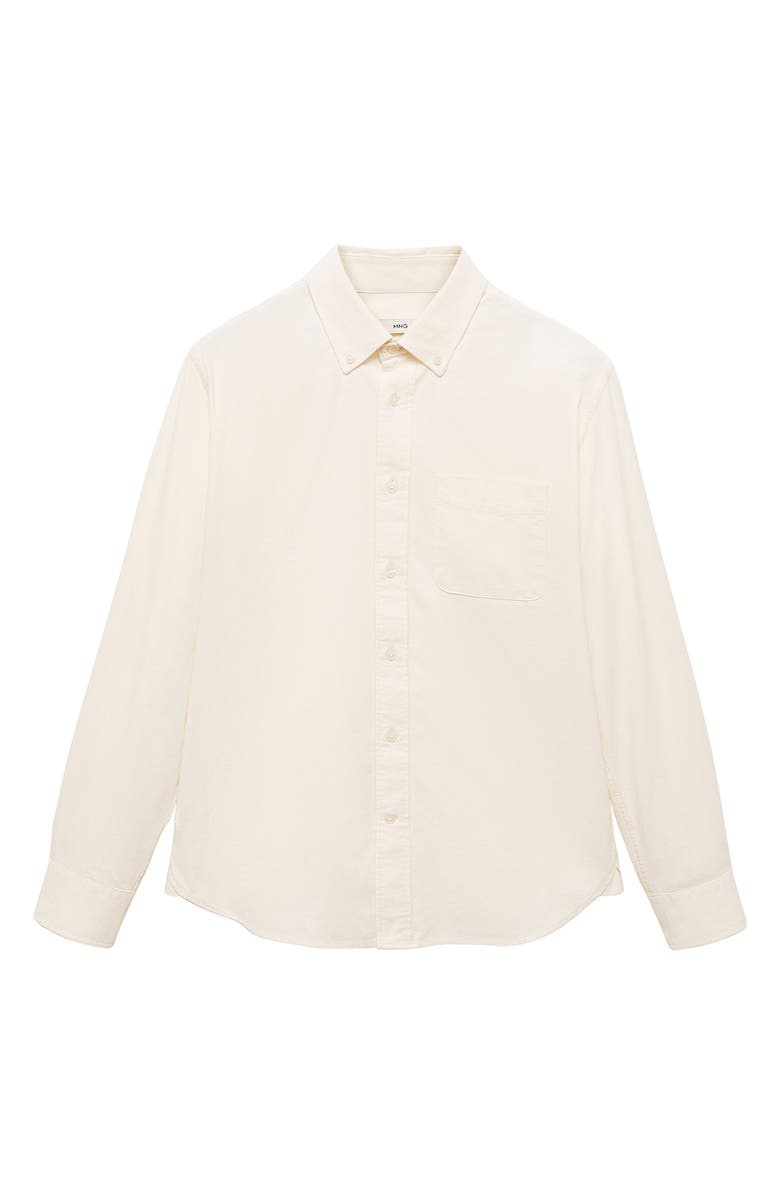 MANGO Classic Fit Corduroy Button-Down Shirt, Main, color, White