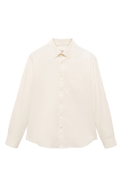 Mango Classic Fit Corduroy Button-down Shirt In White