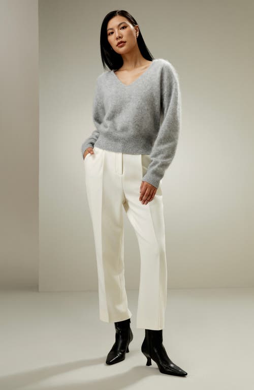 Shop Lilysilk Cropped V-neck Cashmere Sweater For Women In Light Gray