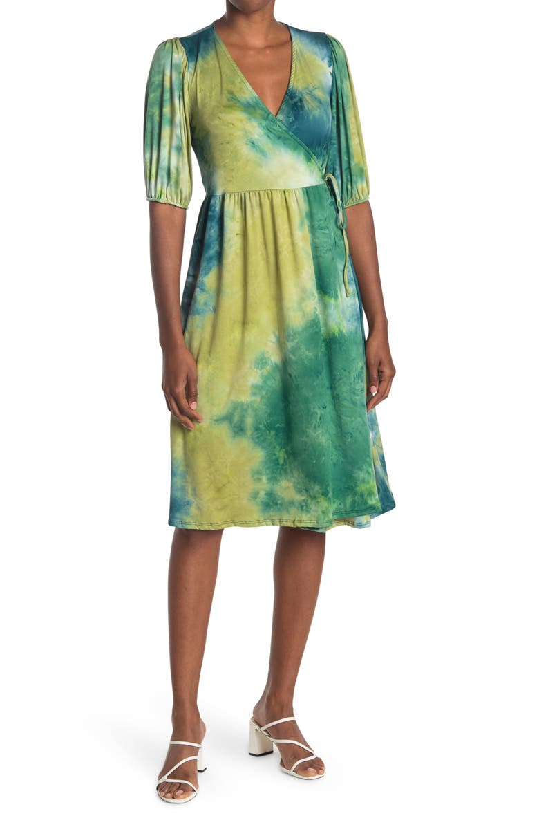 Velvet Torch Tie-Dye Puff Sleeve Wrap Dress, Main, color, 