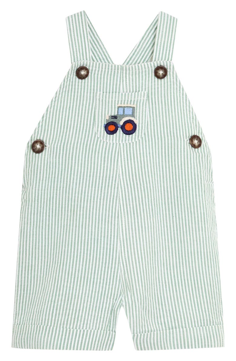 JOJO MAMAN BEBE Tractor Embroidered Overalls, Main, color, Green