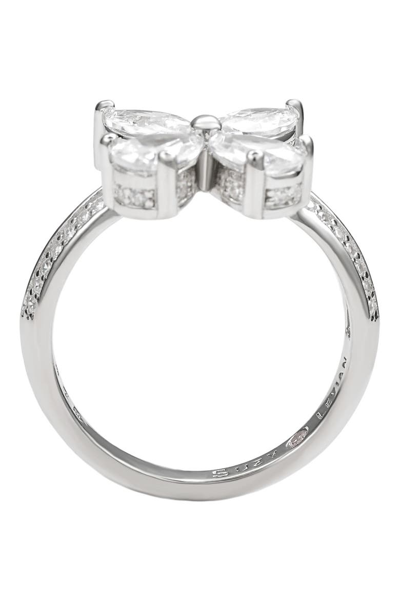 Sterling Silver & CZ White Butterfly Ring, Alternate, color, WHITE