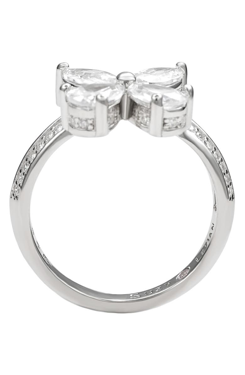SUZY LEVIAN Sterling Silver & CZ White Butterfly Ring, Alternate, color, White
