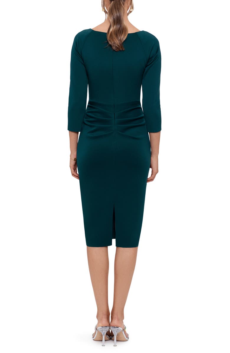 Xscape Evenings Ruffle Scuba Knit Cocktail Dress, Alternate, color, Hunter